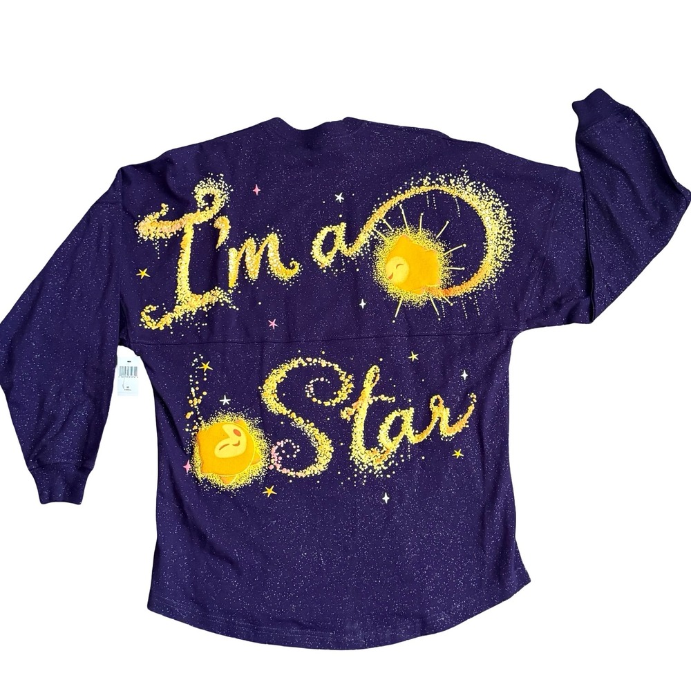 NWT New Disney Wish Spirit Jersey Im a Star Purple Glitter Long Sleeve Shirt XS